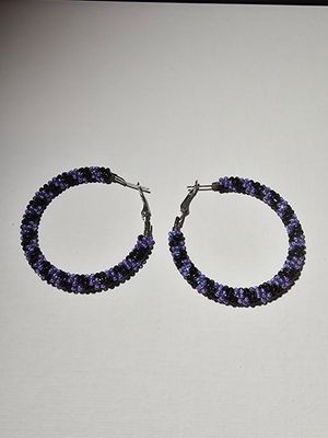 Large Hoops  - Blue-ish Purple  &amp; Black