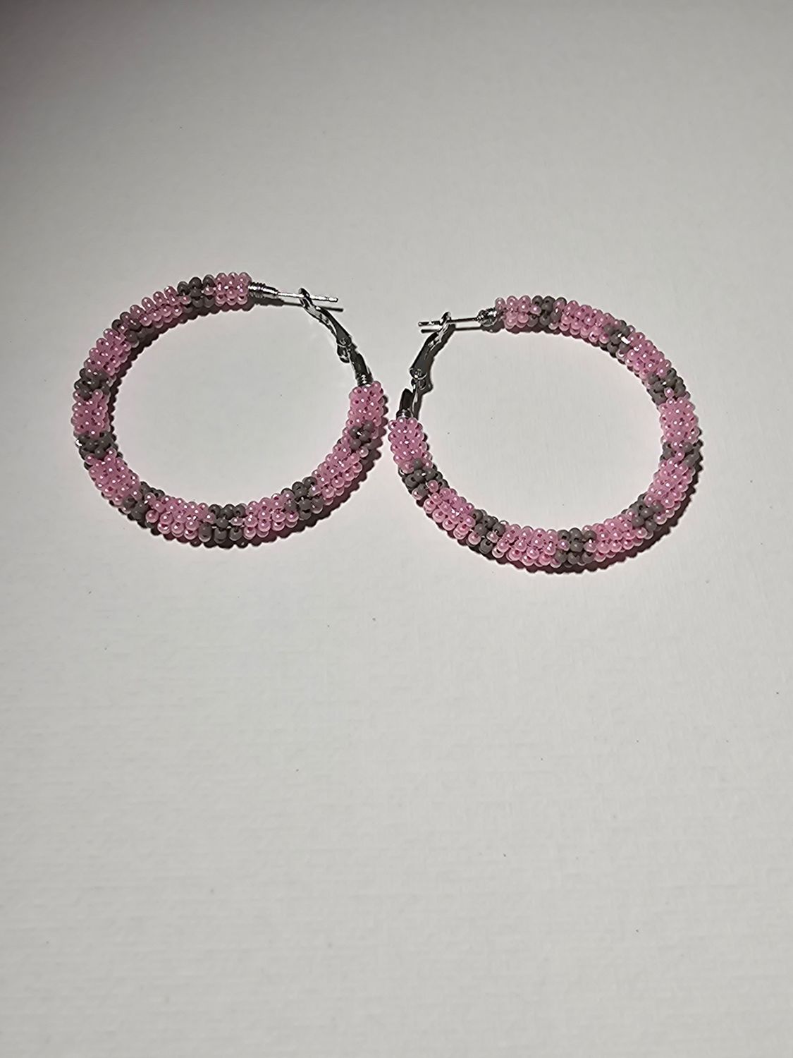 Large Hoops  - Light Pink &amp; Grey
