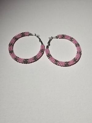 Large Hoops  - Light Pink &amp; Grey