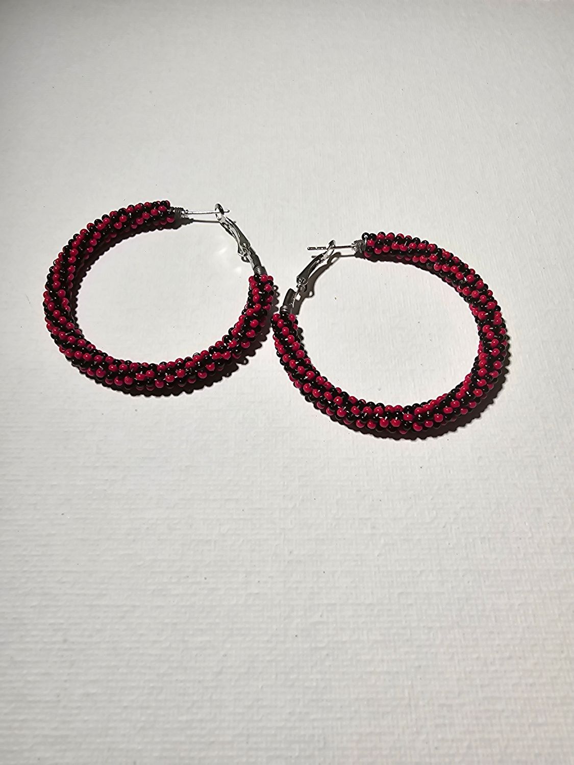 Large Hoops  - Red &amp; Black Swirl
