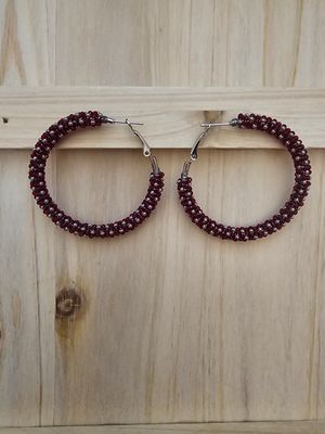 Large Hoops  - Garnet &amp; Silver