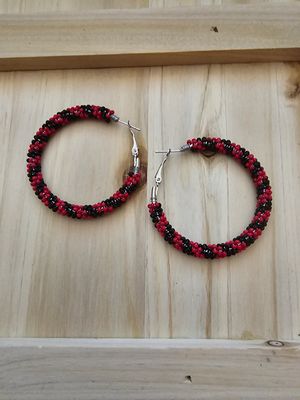 Large Hoops  - Red &amp; Black Stripes