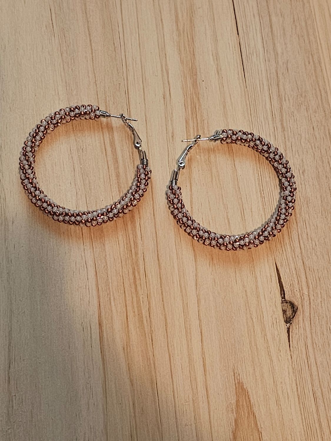 Large Hoops  - Bronze &amp; White Shell
