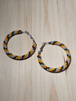 Large Hoops  - Light Orange,  Iris, &amp; White Shell