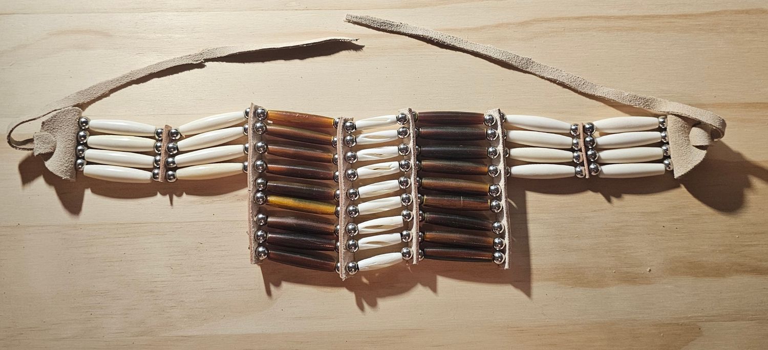 Choker - Bib with Amber Buffalo Horn &amp; Deer Bone