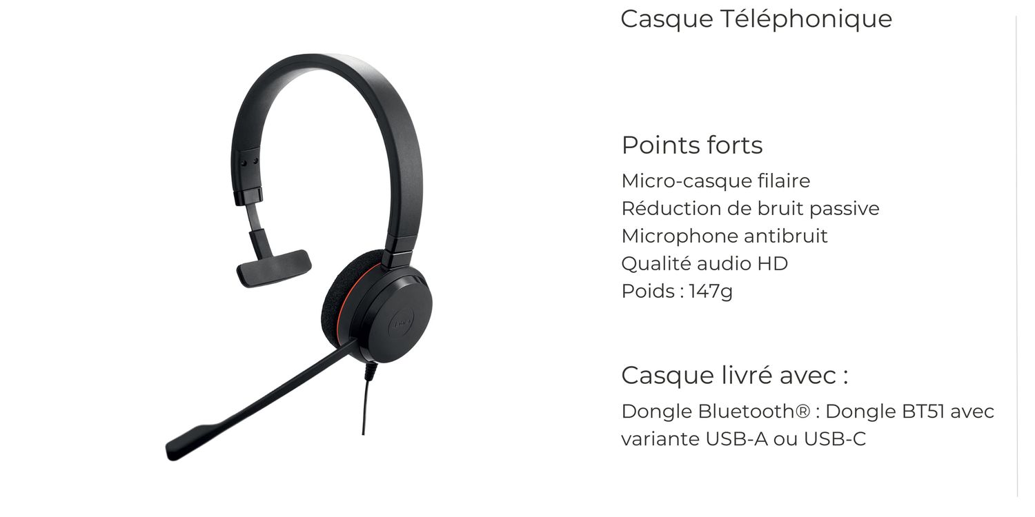 Casque Jabra Evolve 20, Version: Mono