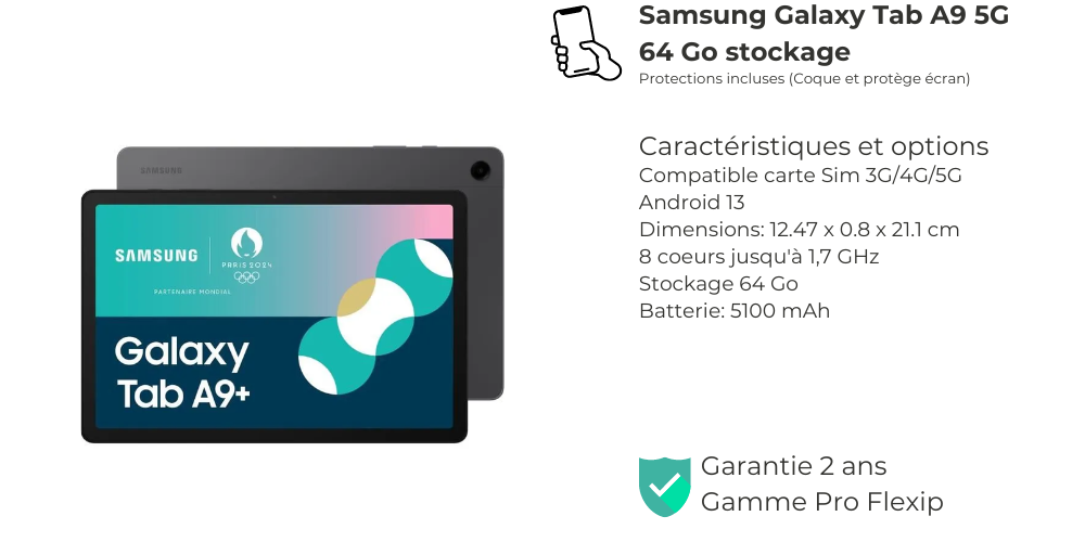 Samsung Galaxy Tab A9, Taille: Version 8 Pouces