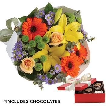 Bright Lights Flower Bouquet with Chocolate