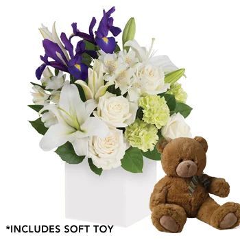 Graceful Beauty Floral Arrangement with Teddy