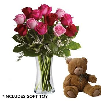 I Love You Vase Arrangement with Teddy