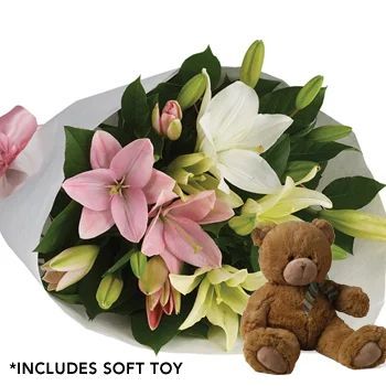 Lovely Lilies Bouquet with Teddy