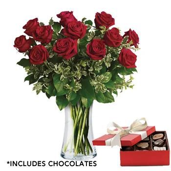 On My Mind Flower Arrangement with Chocolate