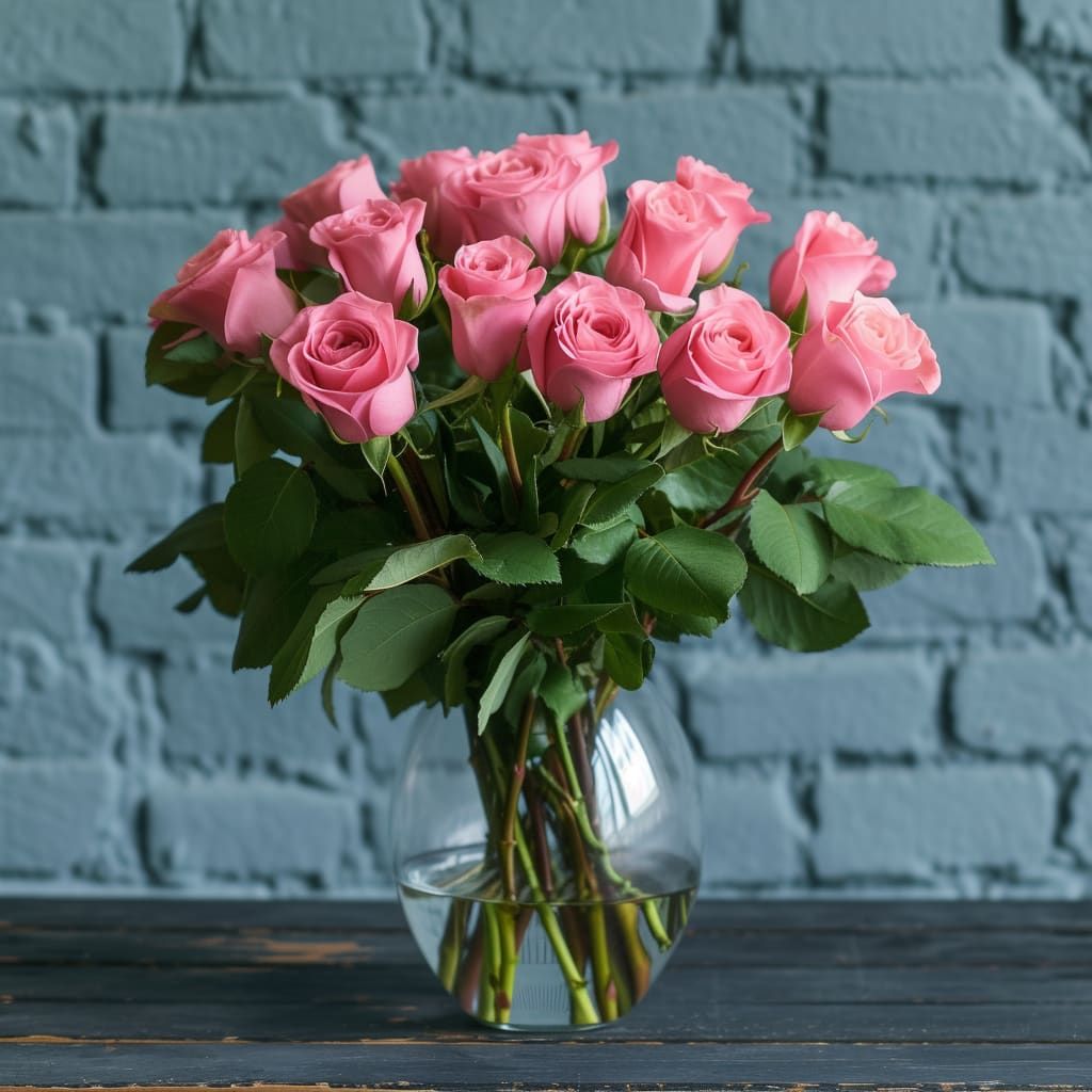 Perfect Pink Dozen Roses