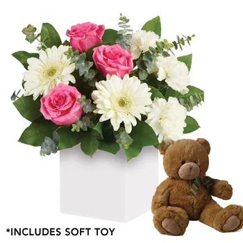 Sweet Thoughts Flower Arrangement with Teddy