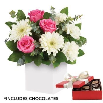 Sweet Thoughts Flower Arrangement with Chocolate