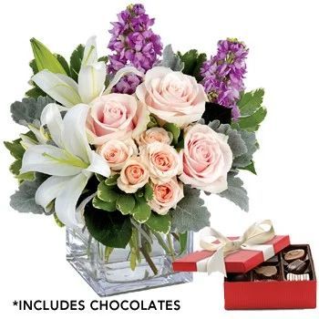 Watercolour Wishes Floral Arrangement with Chocolate