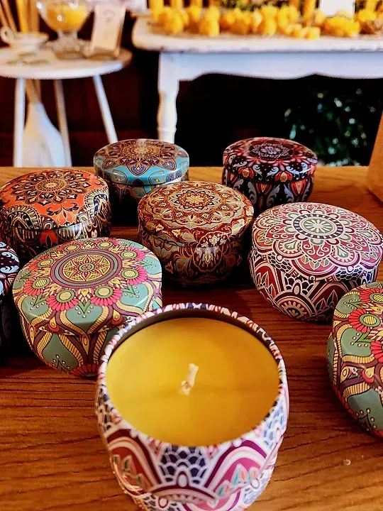 Decorative Tin Beeswax Candle