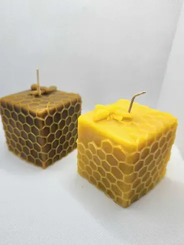 Square Bee Beeswax Candle