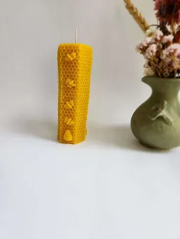 Large Bee Beeswax Candle