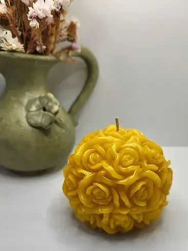 Rose beeswax candle