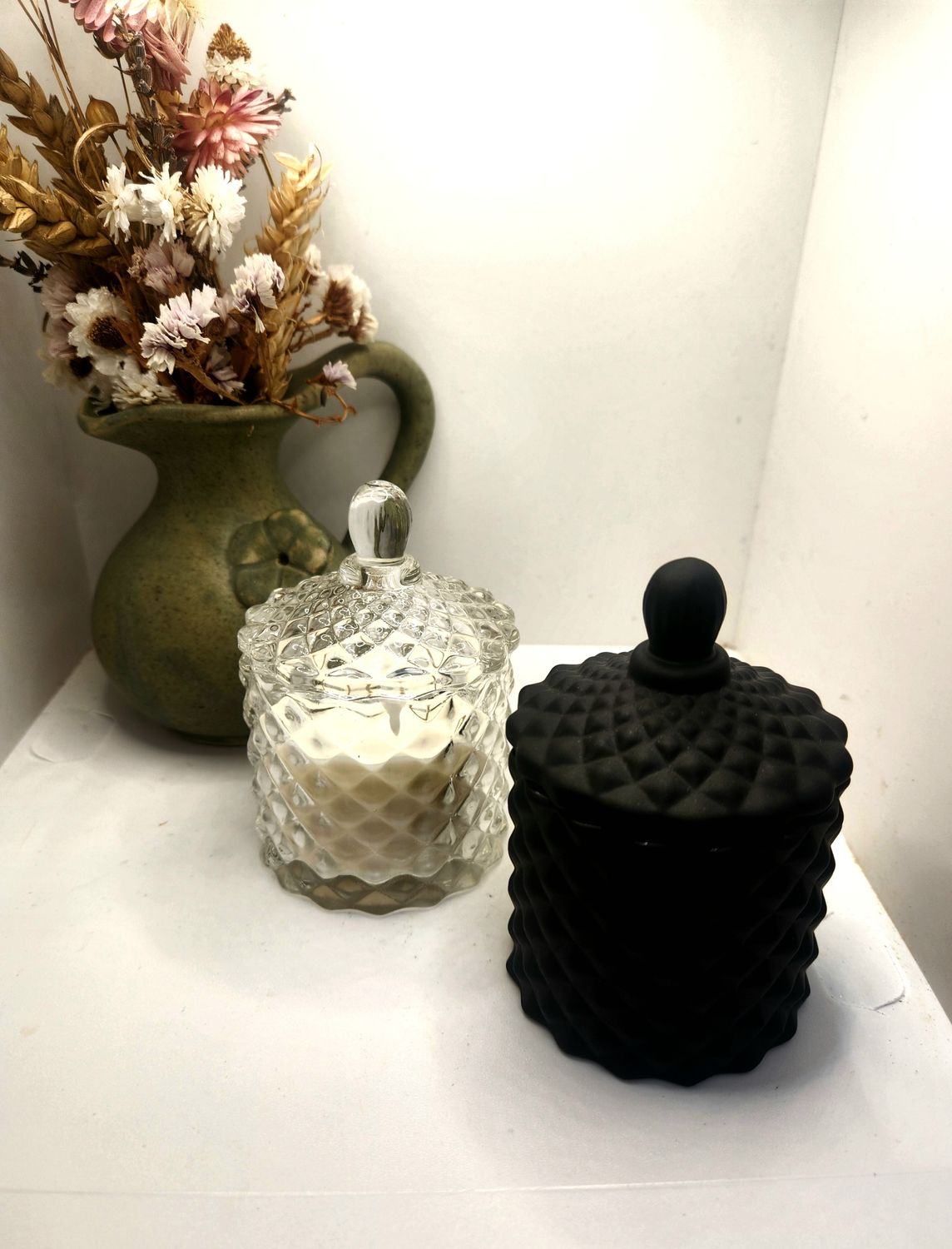 Glass vintage cut Soy candle 