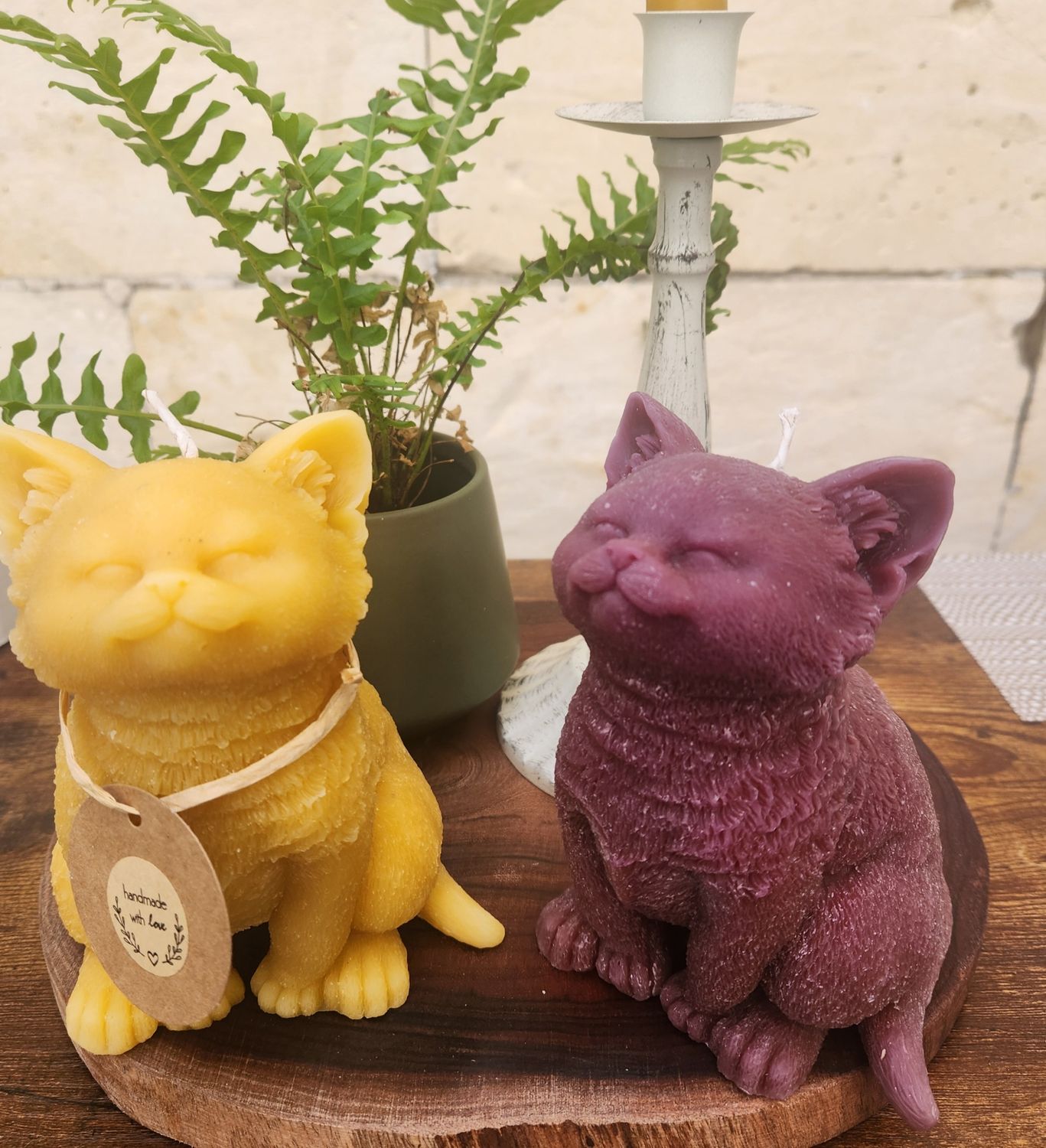 Extra large Cat beeswax candle