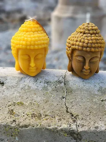 Budda head Beeswax Candle 10cm high