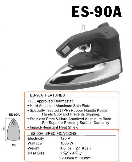  Silver Star ES-90A Steam Iron – 110 Volt Gravity Fed Hanging  Bottle Clothes Iron with Non-Stick Laminate Sole Plate, Demineralizer  Cartridge, Silicon Iron Rest & Hardware : Home & Kitchen