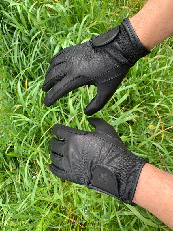Guantes de Cuero Negro/Negro