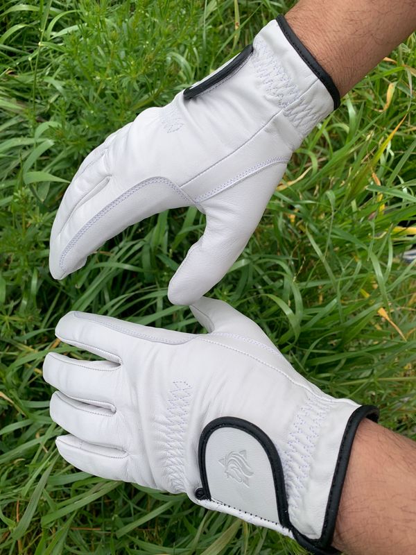 Guantes de Cuero Blanco/Negro