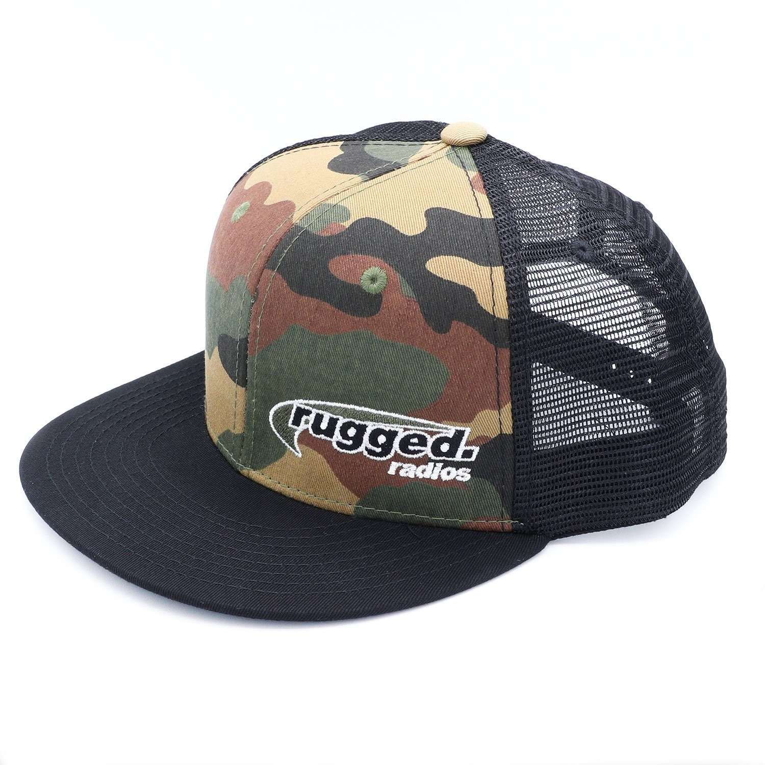 Rugged Radios Flat Bill Snapback Hat - Camo and Black Rugged Radios Flat Bill Snapback Hat - Camo and Black