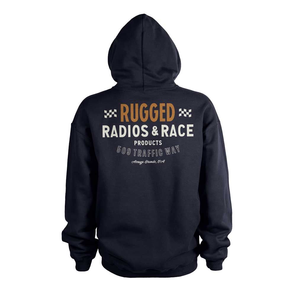 Rugged Radios VINTAGE RACE Pullover Hoodie - Navy Blue Extra Large
