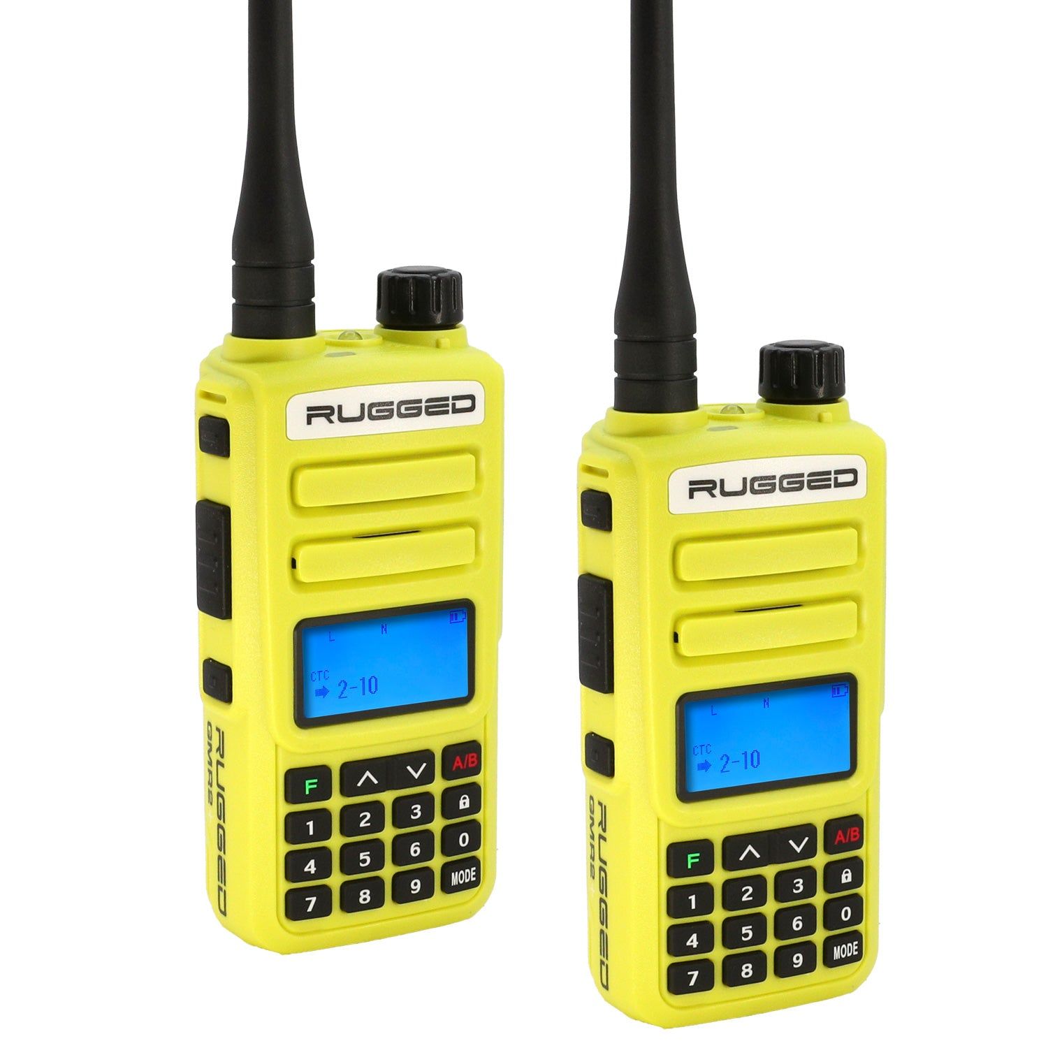 2 PACK - Rugged GMR2 PLUS - GMRS / FRS Two Way Handheld Radios Safety Yellow