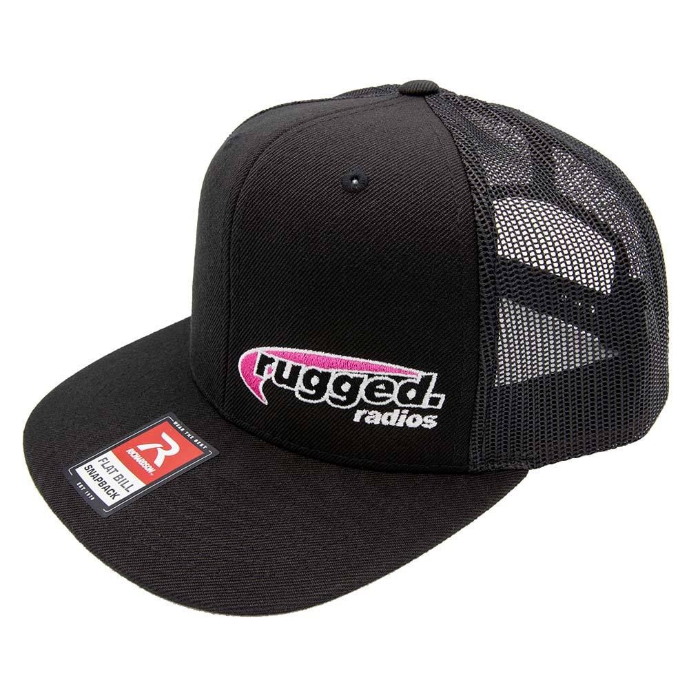 Rugged Radios PINK Flat Bill Snapback Hat - Black Rugged Radios PINK Flat Bill Snapback Hat - Black