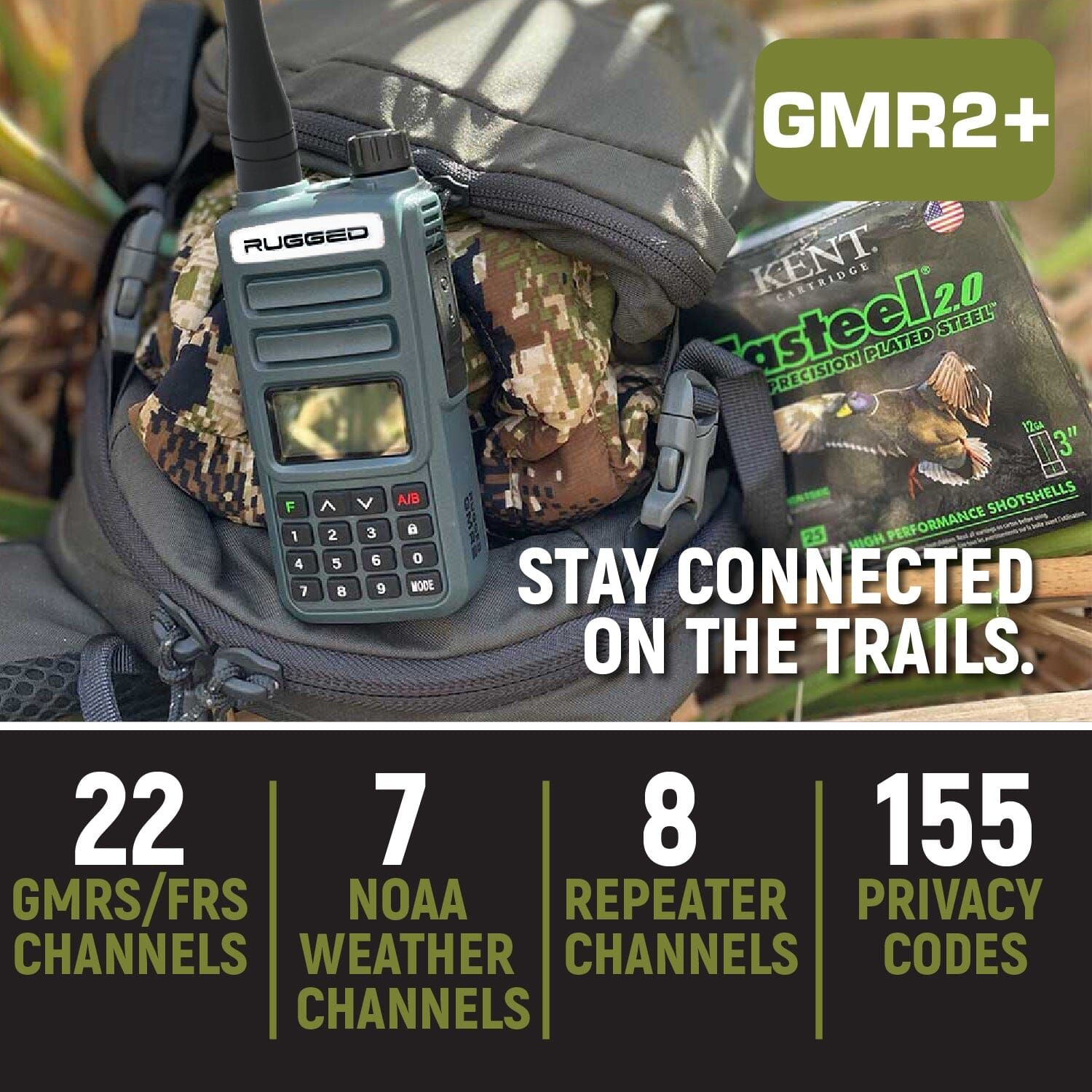 Rugged GMR2 PLUS - GMRS / FRS Two Way Handheld Radio Safety Orange
