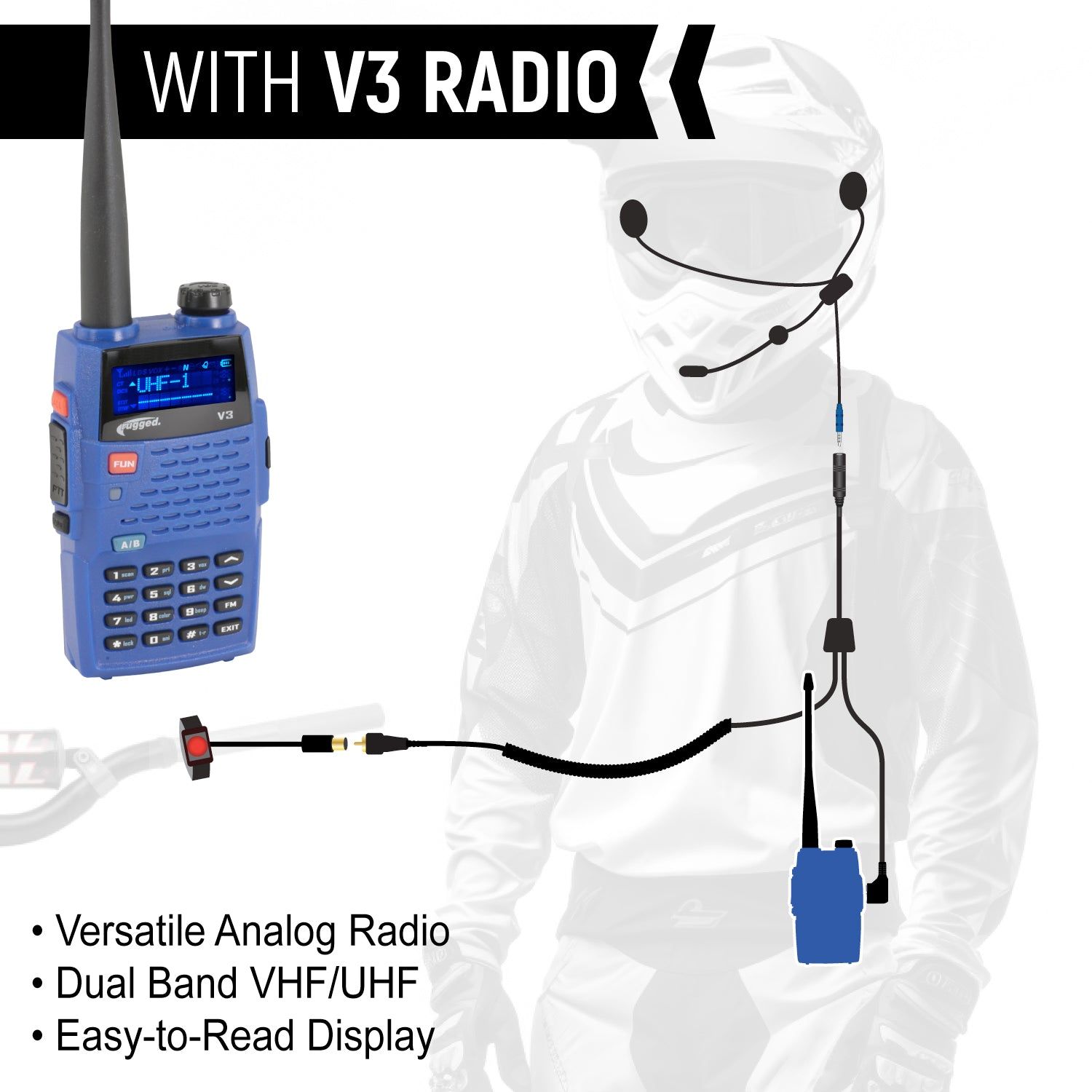 Communication Kit without Radio - Driver Only - Sport Cables - CLEARANCE With R1 (Blue) - Business Band Radio