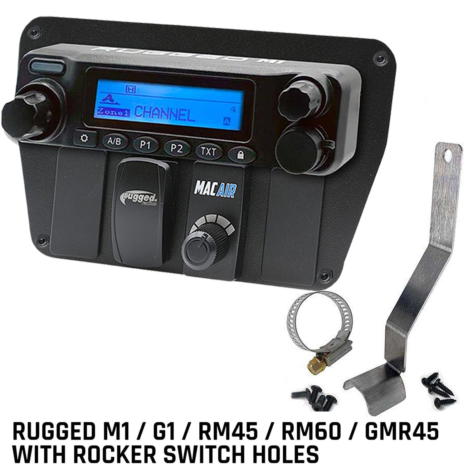 Can-Am Commander Intercom and Radio Mount Rugged M1/G1/G4/RM45/RM60/GMR45 with Switch Holes