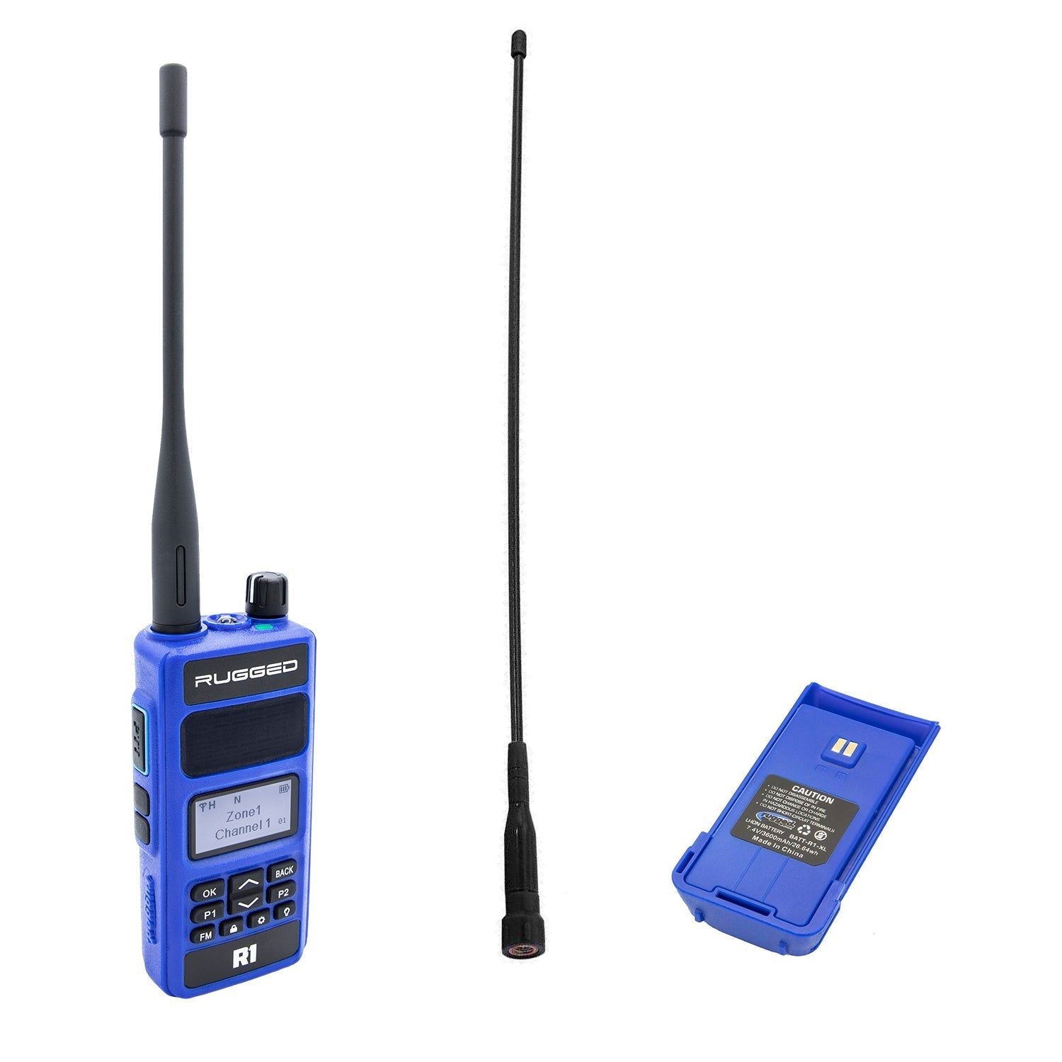 BUNDLE - Rugged R1 - Handheld Radio with Long Range Antenna and High Capacity Battery BUNDLE - Rugged R1 - Handheld Radio with Long Range Antenna and High Capacity Battery