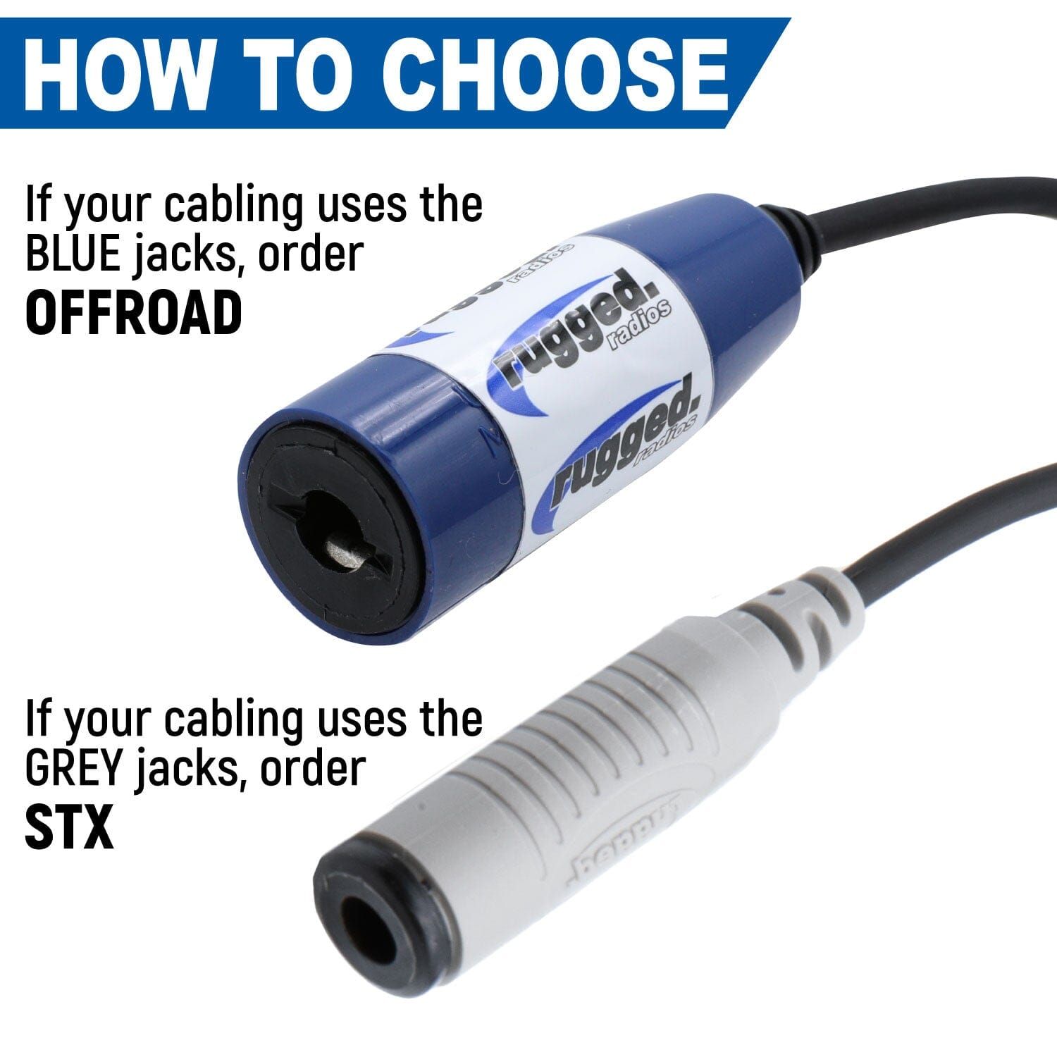 Single Headset / Helmet Jack - Bar Mount - Offroad Cables - CLEARANCE STX