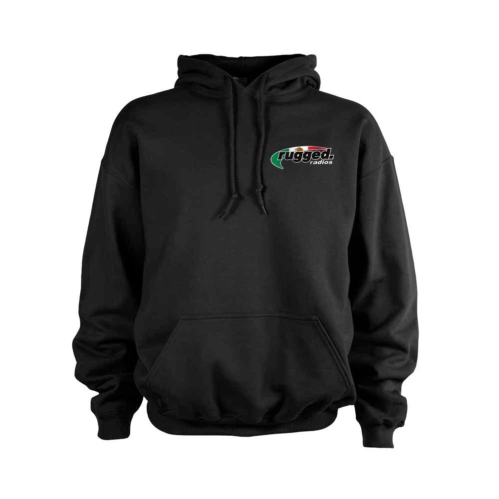 Rugged Radios MEXICAN FLAG Pullover Hoodie - Black MD Rugged Radios MEXICAN FLAG Pullover Hoodie - Black MD
