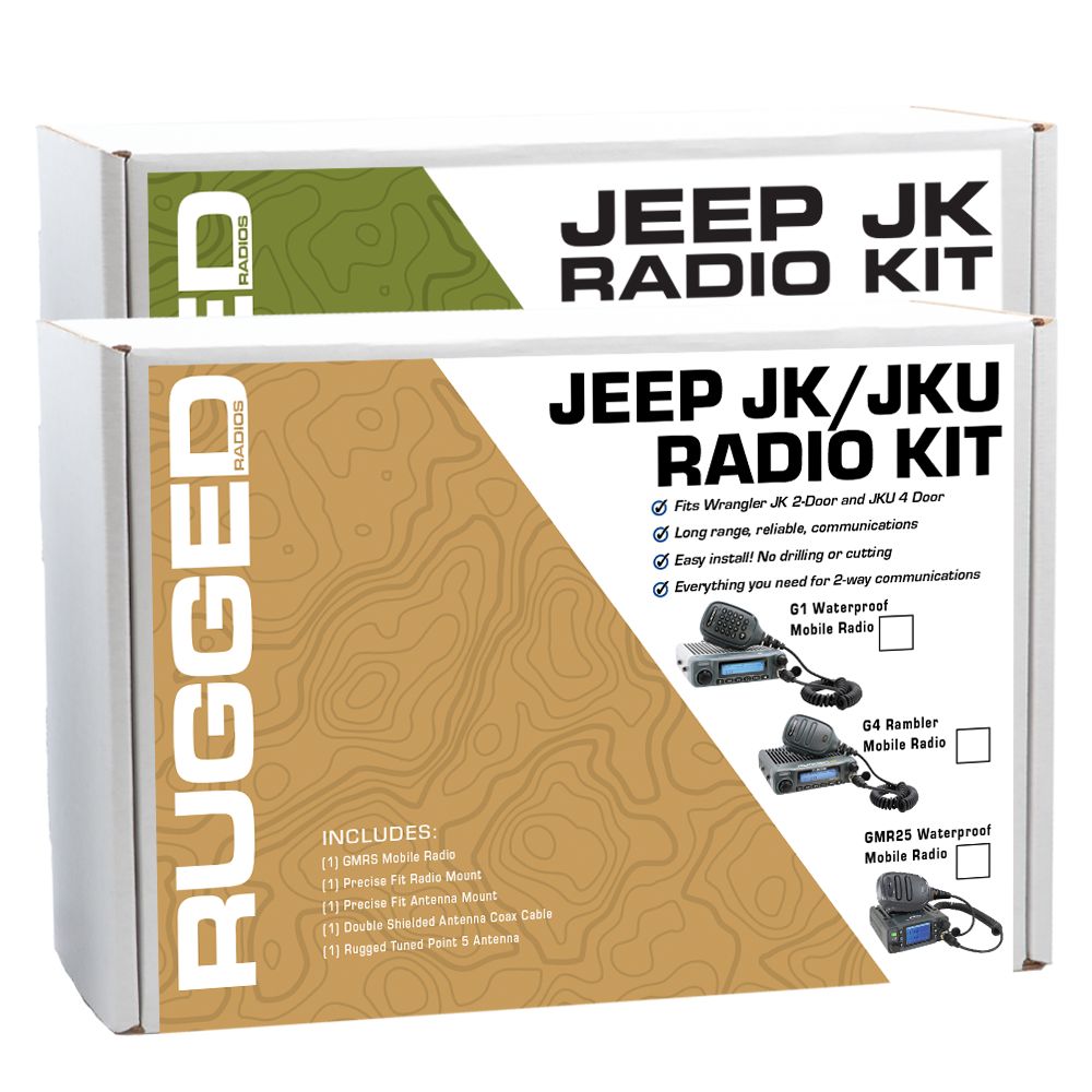 Jeep Wrangler TJ and LJ Two-Way GMRS Mobile Radio Kit JK 2-Door 07-10 and JKU 4-Door 07-19 / 25 Watt - GMR25 Waterproof