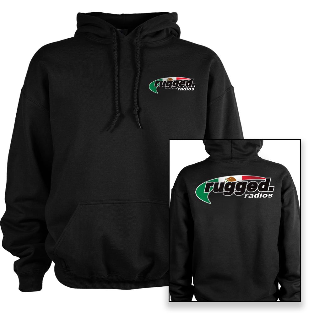 Rugged Radios MEXICAN FLAG Pullover Hoodie - Black SM Rugged Radios MEXICAN FLAG Pullover Hoodie - Black SM