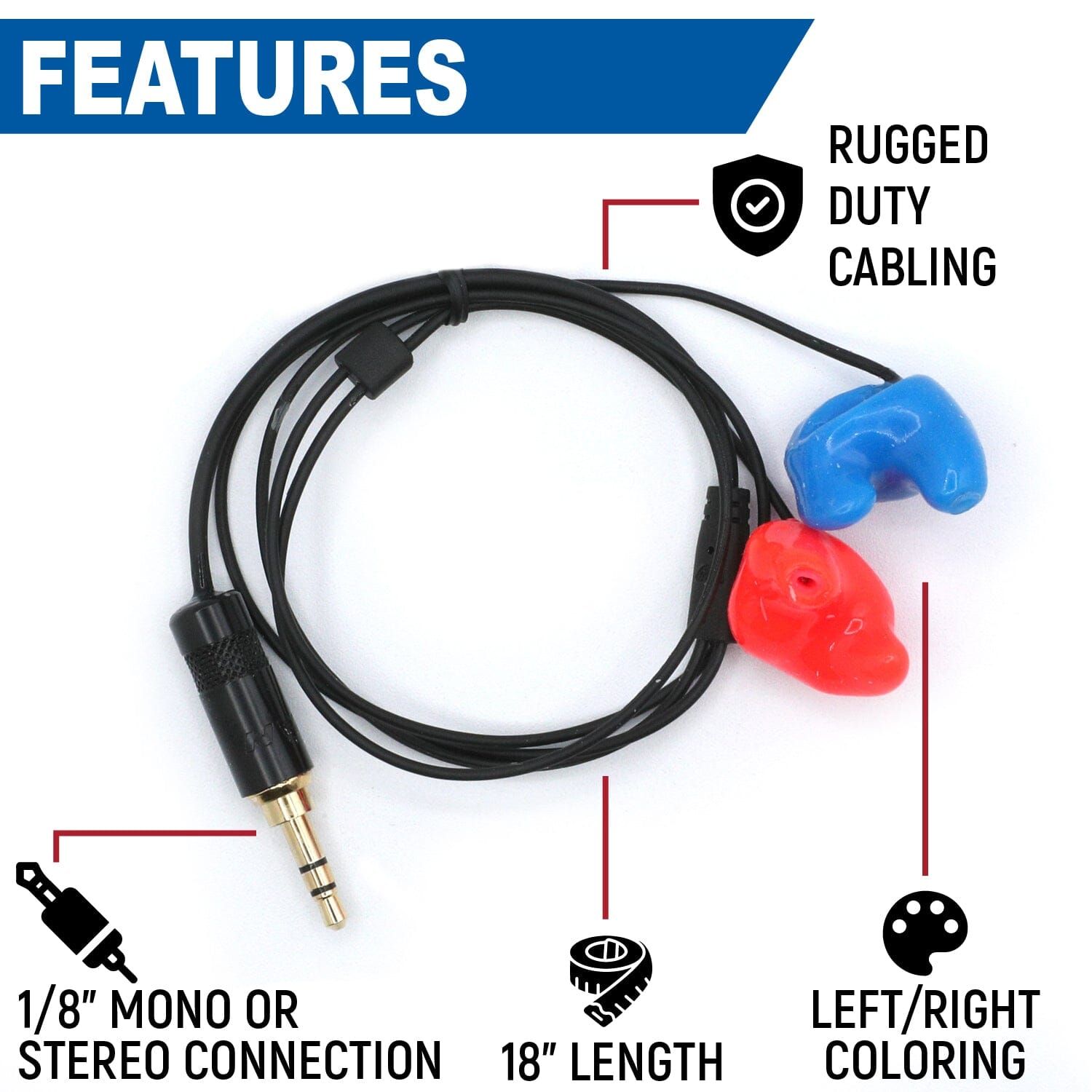 Challenger Semi-Custom Molded Ear Bud Speakers with 1/8  Plug Stereo