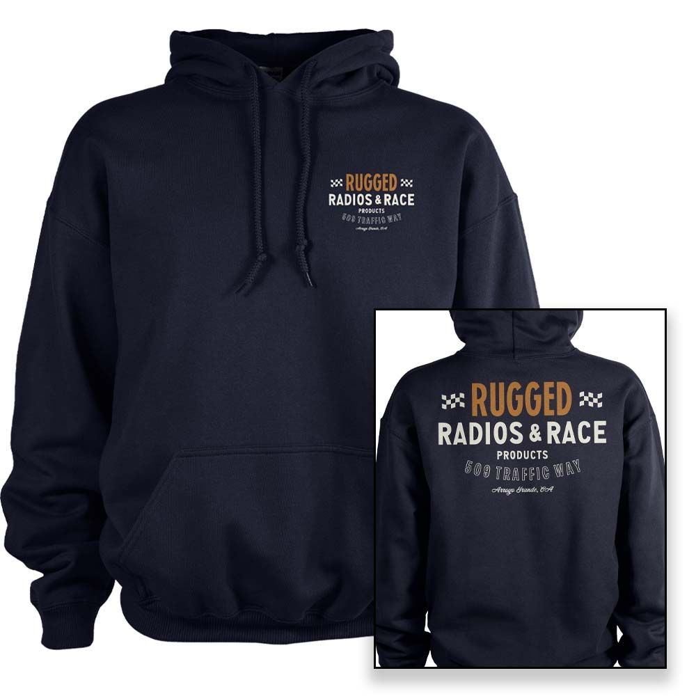 Rugged Radios VINTAGE RACE Pullover Hoodie - Navy Blue Medium