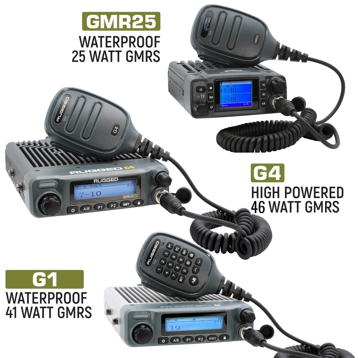 Jeep Wrangler TJ and LJ Two-Way GMRS Mobile Radio Kit JK 2-Door 07-10 and JKU 4-Door 07-19 / 46 Watt - G4
