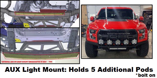 KHC Standard Frame Cut Bumper Aux Light Bracket (holds 5 x Aux Lights)