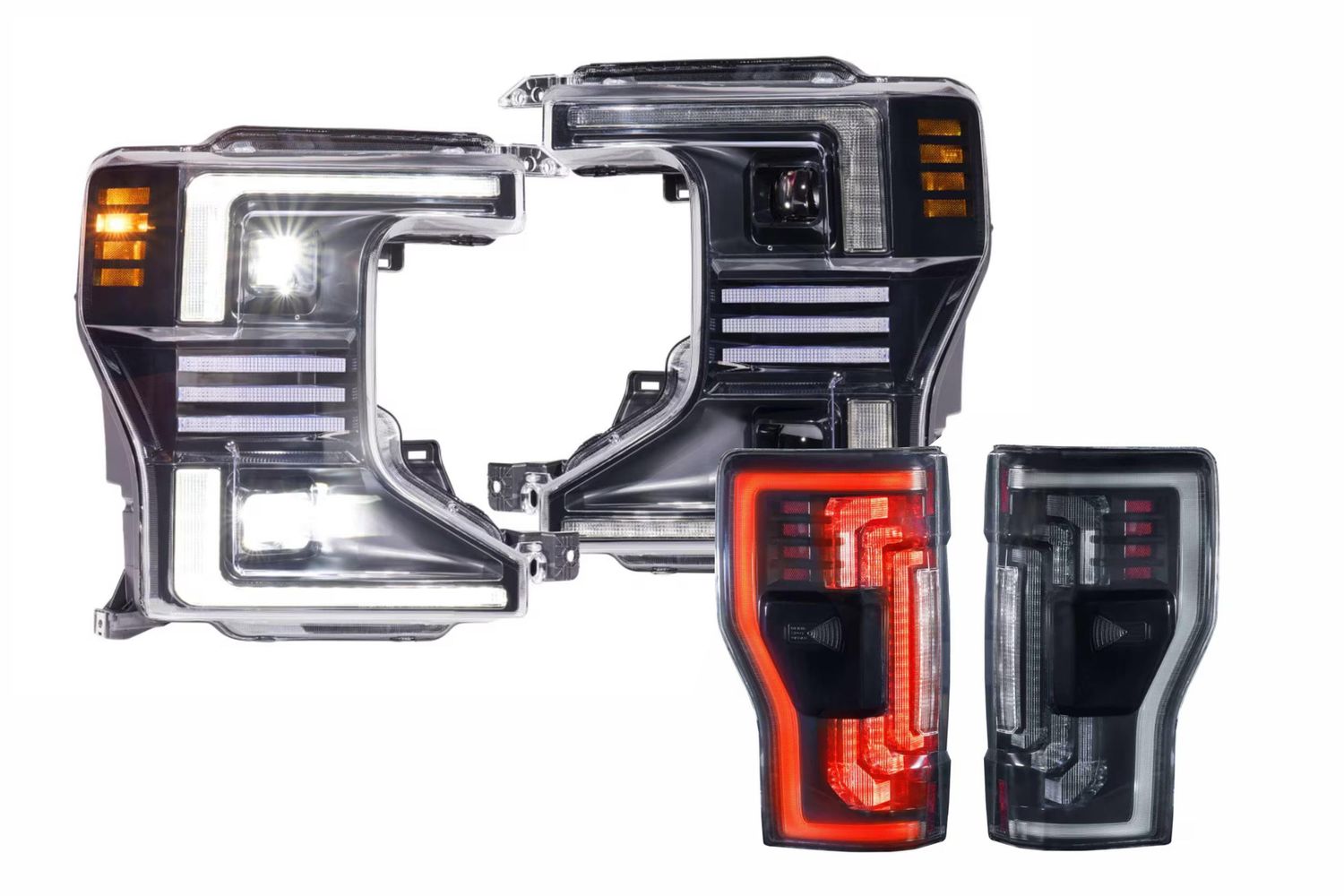 20-22 Ford Super Duty Hybrid Heads and Smoked Tails OEM LED 20-22 Ford Super Duty Hybrid Heads and Smoked Tails OEM LED