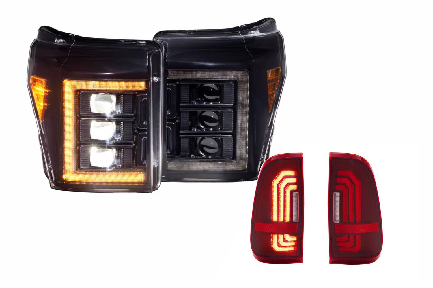 11-16 Ford Super Duty Amber DRL Heads and Red Tails 11-16 Ford Super Duty Amber DRL Heads and Red Tails