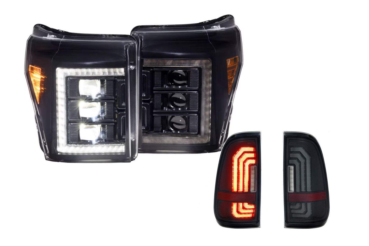 11-16 Ford Super Duty White DRL Heads and Smoked Tails