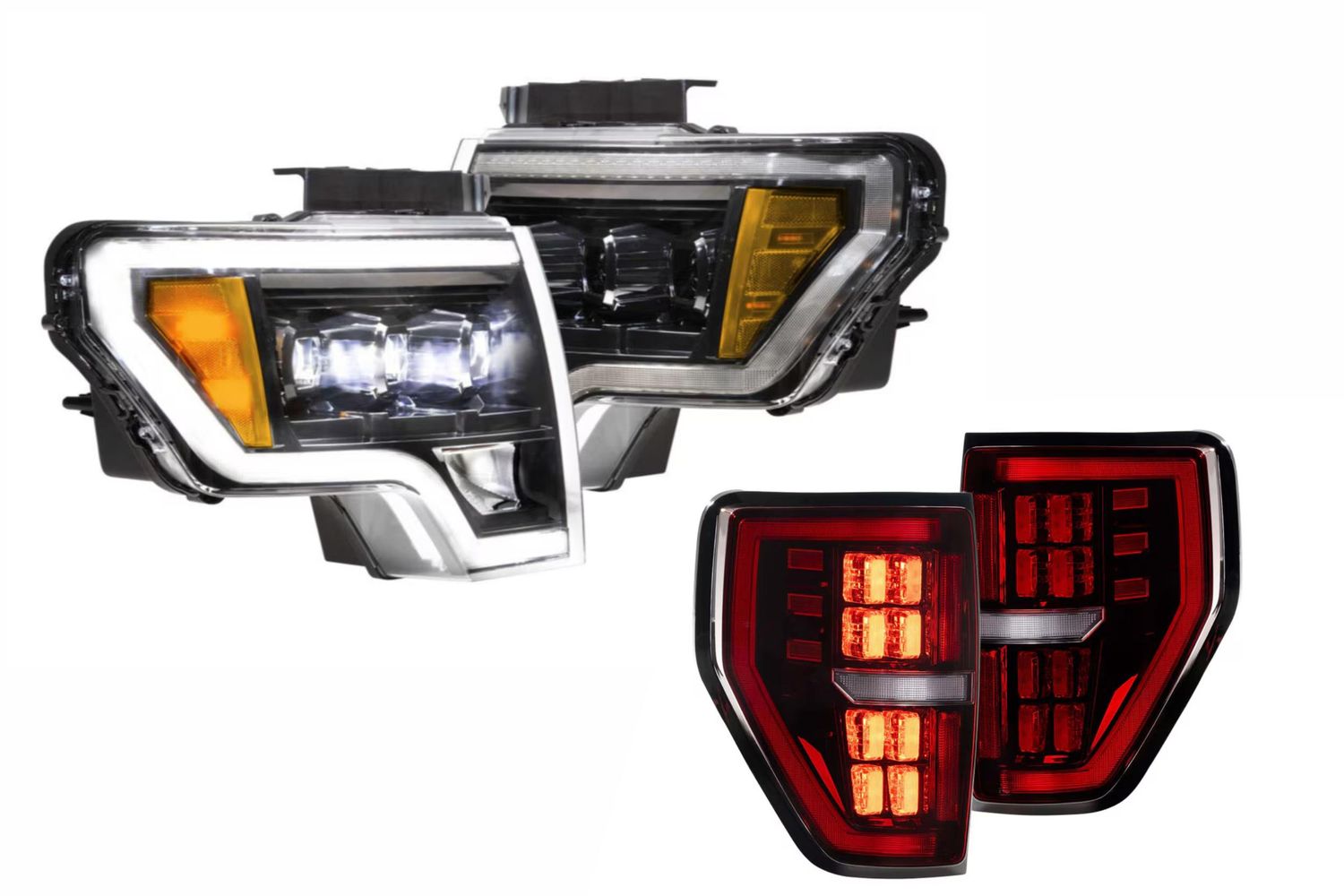09-14 F-150 White DRL Heads and Red Tails 09-14 F-150 White DRL Heads and Red Tails